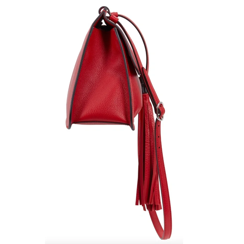 Gucci Women's Bamboo Daily Red Leather Flap Shoulder Bag - Picture 2 of 16